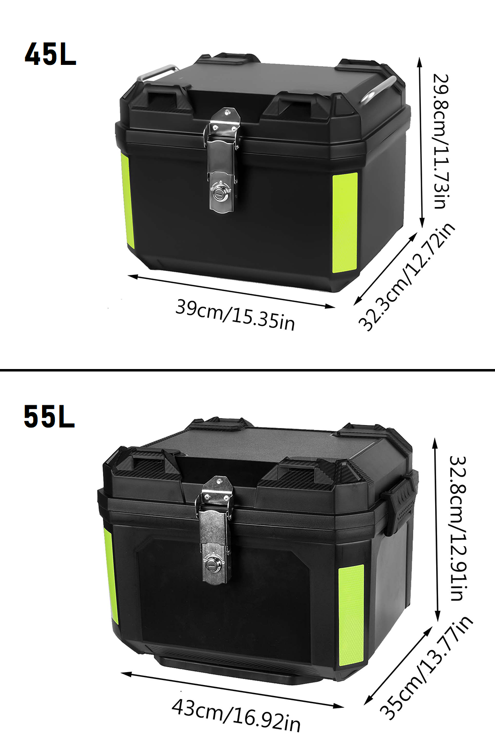 45L/55L Universal Motorcycle Top Case – Waterproof Lockable ABS Tail Storage Box with Shock-Absorbing Mount, Helmet & Travel Gear Carrier