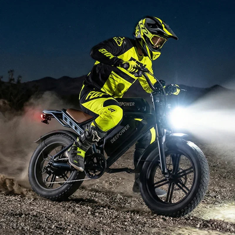 DEEPOWER QS7 1500W Fat Tire Electric Bike – 48V 60Ah Ultra Long Range E-Bike (Up to 200KM Range)
